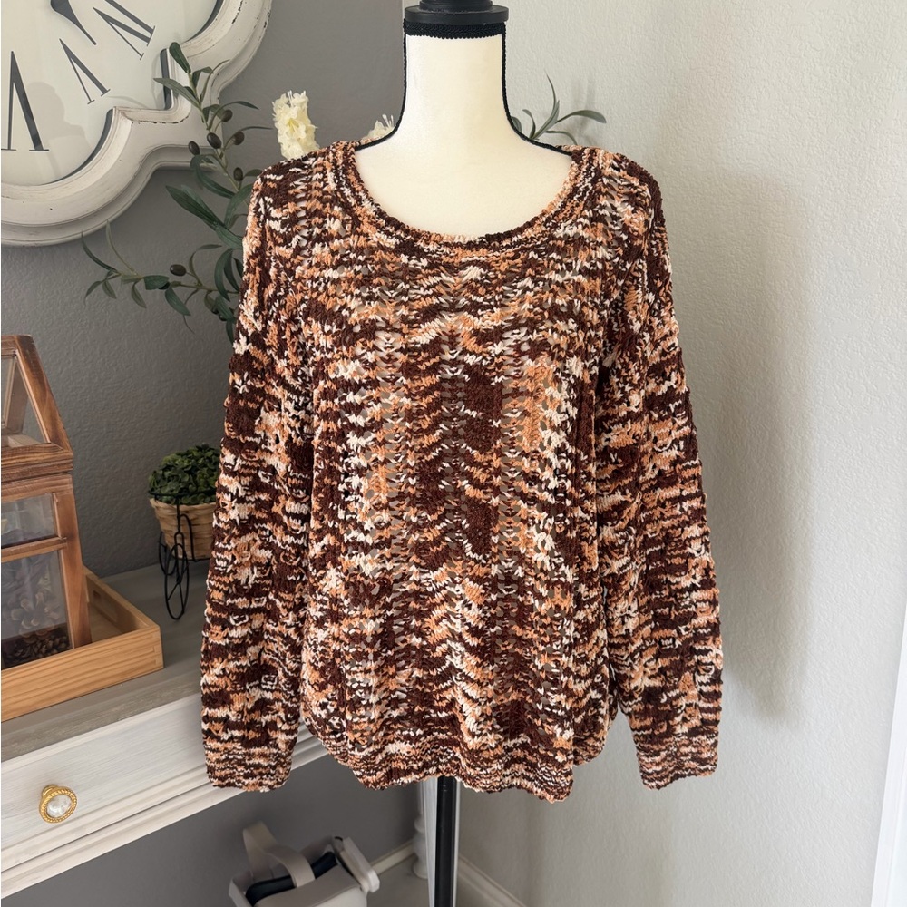 LuLaRoe Brown and Cream Knit Sweater